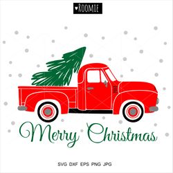 christmas red old truck svg, christmas tree svg farm fresh svg vintage truck svg, retro car svg, farmhouse pickup shirt