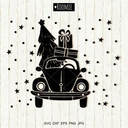 christmas vintage truck svg, retro red car svg, winter svg pickup truck shirt mug card print sublimation