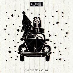 Christmas Vintage truck svg, Retro red car svg, Winter svg Pickup truck Shirt mug card print Sublimation