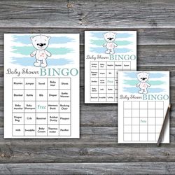 Polar bear Baby Shower Bingo Cards,Polar bear Baby Shower Bingo Games,Printable Baby Shower Bingo Cards--312