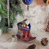 Elf boots. Red Santa Claus boots, chimney sock, Christmas boots, Christmas bags, Christmas decorations. Ready to Ship (8).JPG