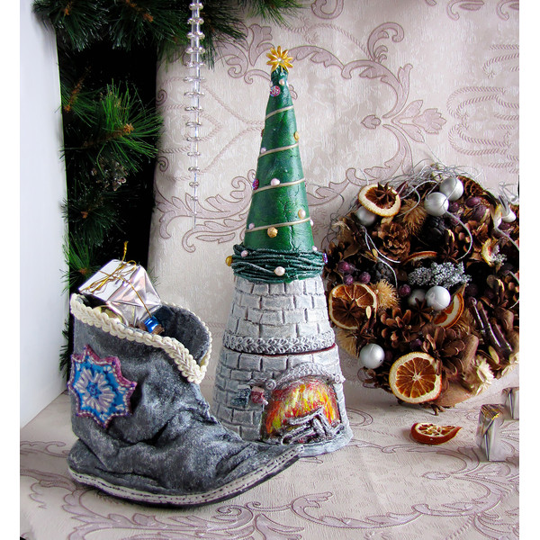 Gray Elf boots. Santa Claus boots, chimney sock, Christmas boots, Christmas bags, Christmas decorations. Ready to Ship (8).JPG