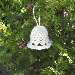 Christmas ornaments lace Christmas bells, Christmas tree decor, white Christmas bell, Christmas home decor, new year gif