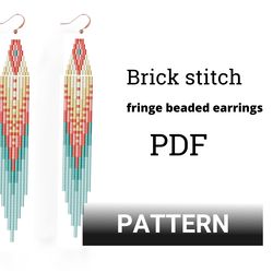brick stitch pattern. beaded earrings with fringe. ombre pattern earrings diy. simple pattern