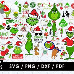 Grinch SVG, Grinch SVG Cut Files, Grinch Clipart Bundle, SVG & PNG Files for Cricut & Silhouette