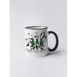 Mountains with Wolf Personalized Name Coffee Mug Wolf Lover Gift for Women and Men Wolf Coffee Cup Wolf Cup Grey Wolves