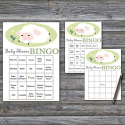 Little lamb Baby Shower Bingo Cards,Farm themed Baby Shower Bingo Games,Printable Baby Shower Bingo Cards--308