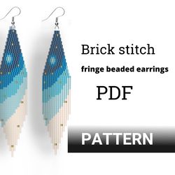 Beaded earrings PATTERN for brick stitch with fringe - Night sky - Instant download