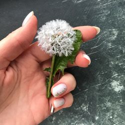 White dandelion brooch Fluffy flower Shawl pin Lapel pin women & men