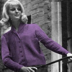 Vintage Knitting Pattern 156 Jacket of Twisted Stitches Women