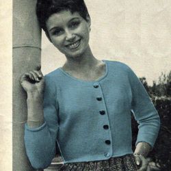 vintage knitting pattern 159 short cardigan boat-necked women