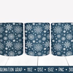Blue Winter Mug Sublimation Design. Christmas Mug Wrap.