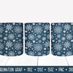 blue winter mug sublimation design. christmas mug wrap.