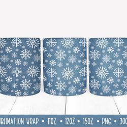 Snowflake Pattern Mug Sublimation Design. Winter  Mug Wrap