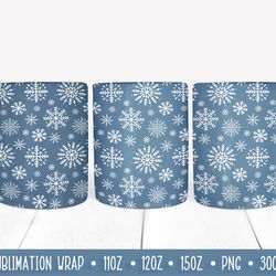 snowflake pattern mug sublimation design. winter mug wrap