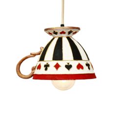 SET of TWO Mad tea party Teacup pendant chandelier White rabbit Kitchen lighting Alice in wonderland Farmhouse Harlequin
