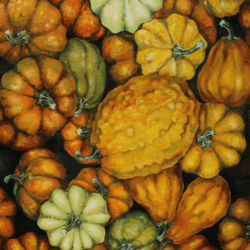 Original oil on canvas painting, fall farm house style pumpkin