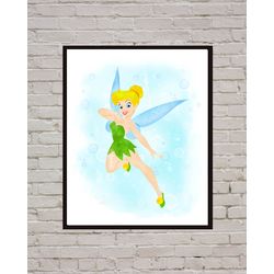 Tinker Bell Peter Pan Disney Art Print Digital Files nursery room watercolor