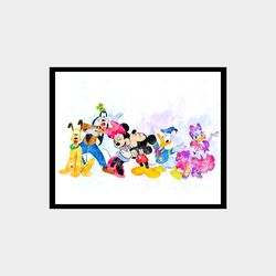 Mickey Mouse Donald Duck Disney Art Print Digital Files nursery room watercolor