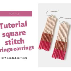 Tutorial beaded fringe earrings - DIY seed bead earrings - Easy beading - tutorial step by step, how to