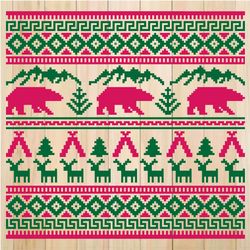 Ugly Christmas Sweater Design SVG, Ugly Christmas Ornament SVG, Nordic Pattern-3. SVG, DXF, EPS, PNG files
