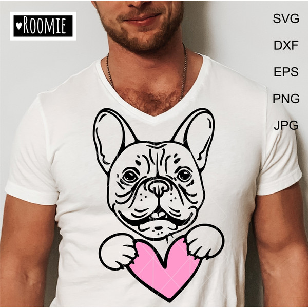 French bulldog with pink heart clipart .jpg