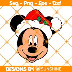 Disney Mickey Santa Hat Svg, Mickey Mouse Head Svg, Disney Christmas Svg, Disney Mickey Svg, File for Cricut