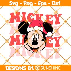 Retro Santa Mickey Svg, Santa Mickey Mouse Svg, Mickey Mouse Head Svg, Disney Christmas Svg, Disney Mickey Svg