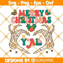 Merry Christmas Y all Skull Hands SVG, Skeleton Hand Christmas SVG , Merry Christmas Svg, File for Cricut