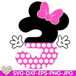 Mouse Number Three mouse Birthday Oh Toodles Girls number Three digital design Cricut svg dxf eps png ipg pdf cut file
