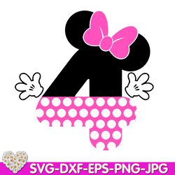 Mouse Number four mouse Birthday Oh Toodles Girls number four digital design Cricut svg dxf eps png ipg pdf cut file