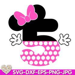 Mouse Number five mouse Birthday Oh Toodles Girls number fifth digital design Cricut svg dxf eps png ipg pdf cut file