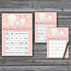 Elephant theme Baby Shower Bingo Cards,Elephant Baby Shower Bingo Games,Printable Baby Shower Bingo Cards--305