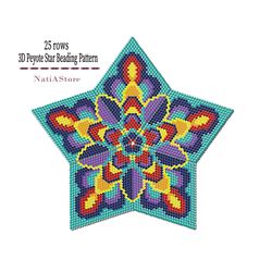 Colorful Ornament - 3D Peyote Star Beading PDF Pattern