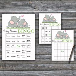 Cute Elephants Baby Shower Bingo Cards,Elephants Baby Shower Bingo Games,Printable Baby Shower Bingo Cards--299