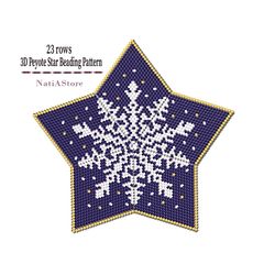 White Openwork Snowflake - 3D Peyote Star Beading PDF Pattern, Christmas ornament