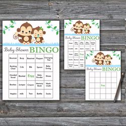 Baby Monkey Baby Shower Bingo Cards,Monkey Baby Shower Bingo Games,Printable Baby Shower Bingo Cards--298