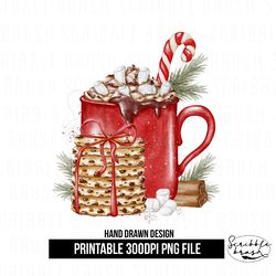 Christmas Red Hot Cocoa Mug Sublimation PNG