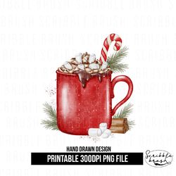 Christmas Hot Chocolate Mug Sublimation PNG Design