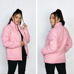 puffer jacket women baby pink boxy