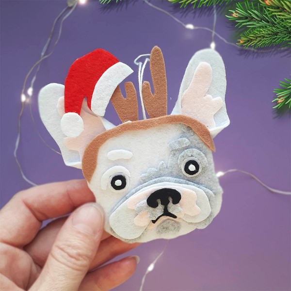 Christmas ornament Bulldog felt pattern, Animals svg files for cricut.jpg