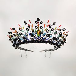 Rainbow tiara,Black crown,Halloween tiara,Lgbt pride headpiece,LGBT crown,Rainbow crown,Rainbow headpiece,Carnaval crown