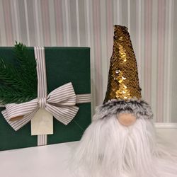 Christmas Gnome with Gold-Silver Sequin, Nordic Xmas Home Decoration Scandinavian Tomte