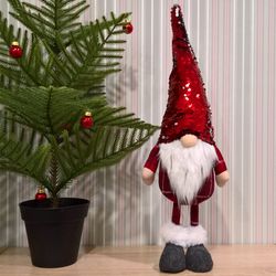 christmas gnome with red-silver sequin, nordic xmas home decoration scandinavian tomte
