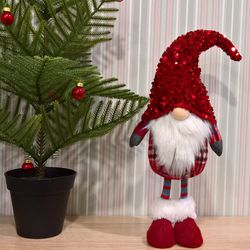 christmas gnome with red sequin, nordic xmas home decoration scandinavian tomte