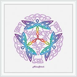 cross stitch pattern insect dragonfly celtic knot ornament wings rainbow dragonflies counted crossstitch patterns pdf