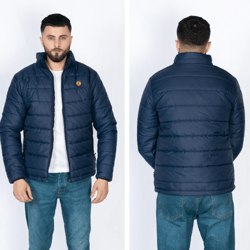 puffer jacket full sleeves blue with logo