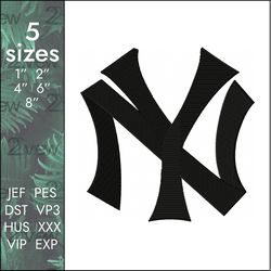 yankees embroidery design, baseball team retro logo, 5 sizes