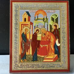 Presentation of Jesus - Candlemas | Chandeleur - Candelaria - Darstellung  | Lithography print on wood | 3,5" x 2,5"