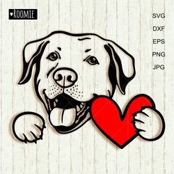 Labrador Retriever with heart SVG, Yellow Labrador Lover Gift, Dog Mom Dad Labrador Shirt Cut file Cricut Vinyl /90